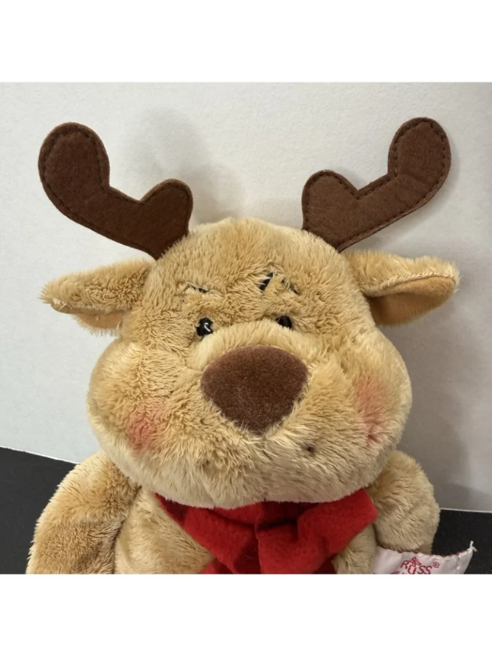 Russ Berrie Reindeer Brown Christmas Rosy Cheeks Cute Soft Plush 12”